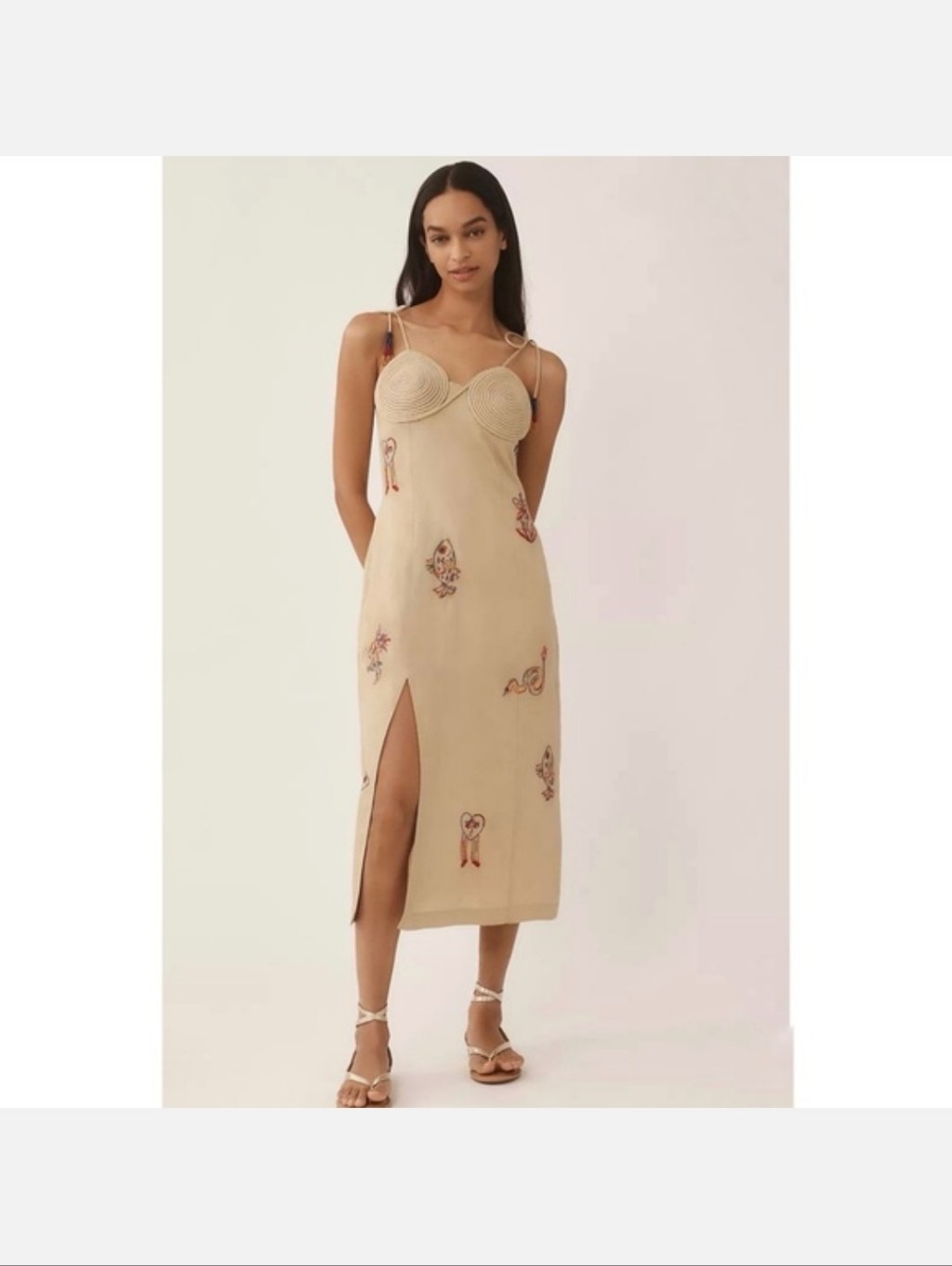 Nwt Farm Rio X Anthropologie Embroidered Linen Blend Dress